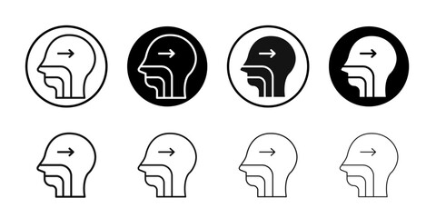 Swallowing reflex icon Flat outline fill set collection