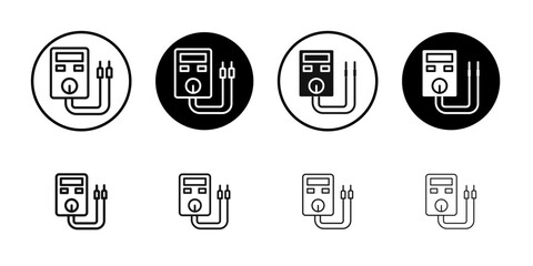 Voltmeter icon Flat outline fill set collection