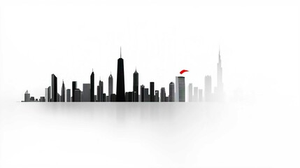 Obraz premium Dubai Night Skyline Silhouette Urban Architecture Illustration