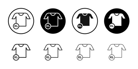 XL Shirt Size Icon Flat outline fill set collection