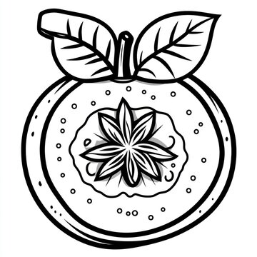 recommend clip art: Line art drawing of orange with anise star.