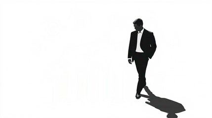 Businessman and Child Silhouettes Vector Illustration Art