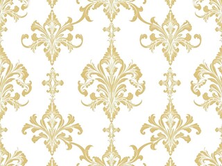 Elegant background with intricate damask pattern in shades of gold and white, pattern, floral