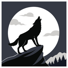 A wolf looks at the moon and roars