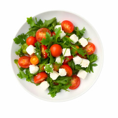 Vitamin Salad of fresh tomatoes arugula feta cheese and peppers