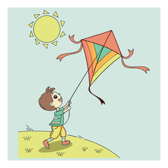 child playing kite