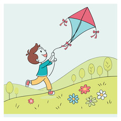 child playing with kite