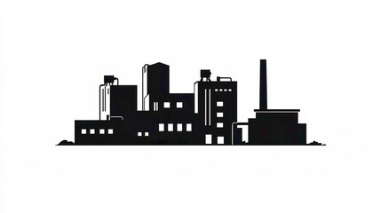 Obraz premium Industrial Factory Building Vector Icon Illustration Silhouette Urban Skyline Design