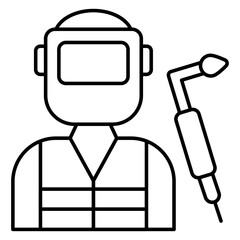 Avatar wearing helmet with flaming pipe, icon of welder