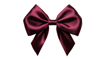 Naklejka premium A large maroon ribbon bow with long satin ribbons, isolated on Transparent PNG format Background. 