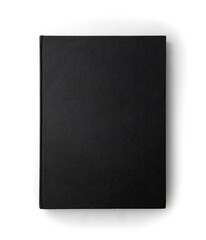 Black hardcover book mock up top view isolated on white background