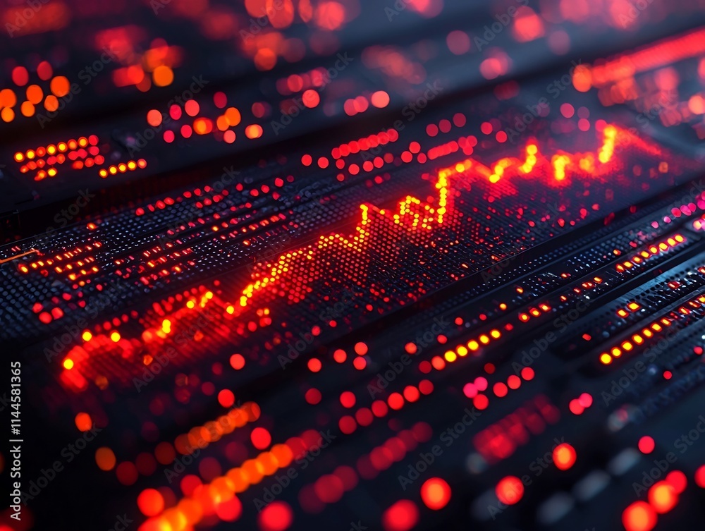 Poster close up of ai powered financial data analysis with intricate line graphs and indicators