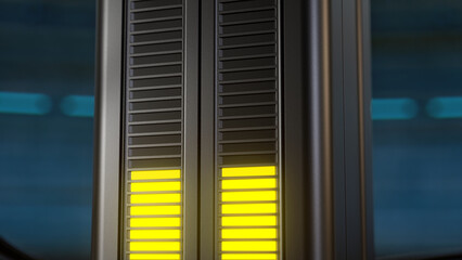 Closeup: Quick Charging in process - energy is in the yellow zone. Battery of the electric bike.