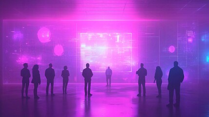 Global Business Team Silhouette Vector Illustration with City and World Map