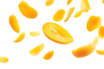 falling mango isolated on white background