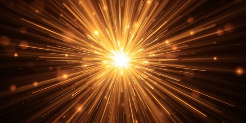 Gold lights rays burst from center with soft glowing effect, rays, luminous