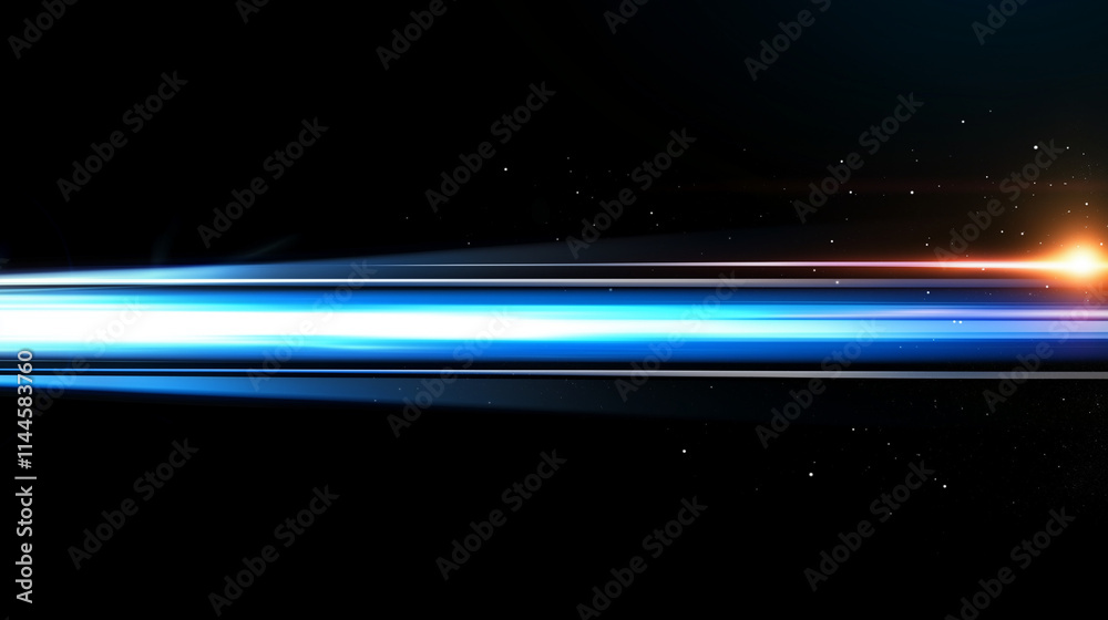 Poster abstract digital banner: glowing blue light beam on a dark background. futuristic technology concept