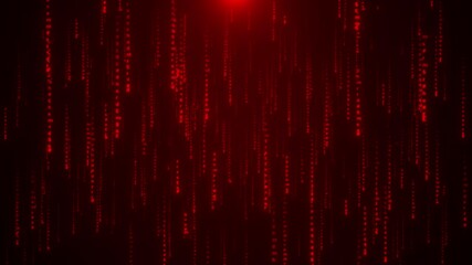 Binary code red ai futuristic abstract dark fast moving binary computer data. cyberspace Technology High speed motion, artificial intelligence, machine learning, big data flow deep learning cyberspace