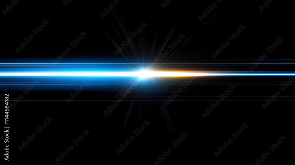 Poster abstract digital banner: glowing blue light beam on a dark background. futuristic technology concept