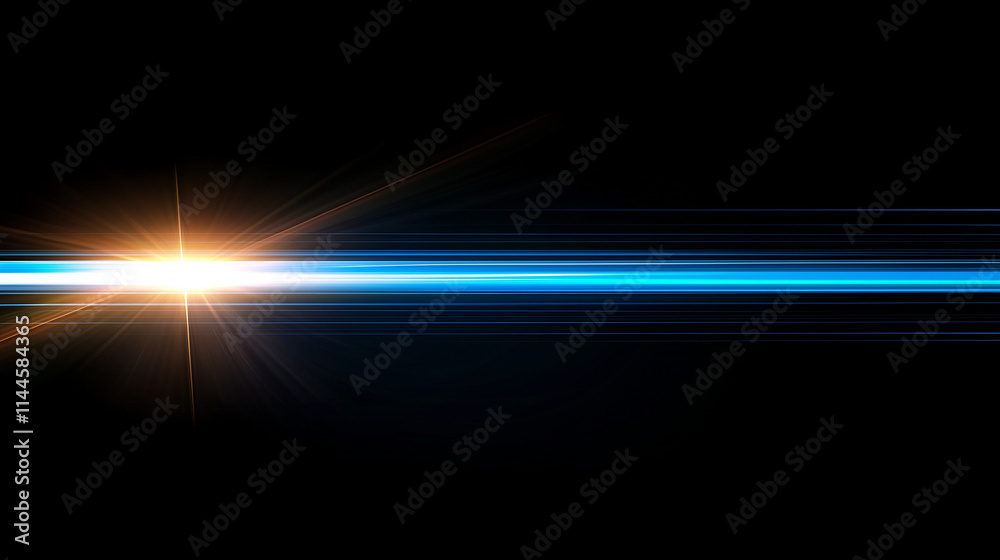Poster abstract digital banner: glowing blue light beam on a dark background. futuristic technology concept
