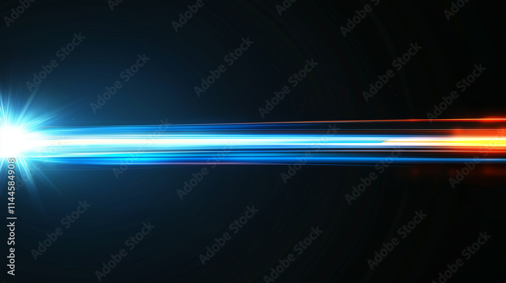 Poster abstract digital banner: glowing blue light beam on a dark background. futuristic technology concept