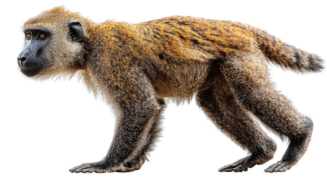 Baboon full body isolated on white background