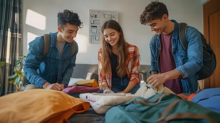 Group of Friends Packing for a Travel Adventure Together