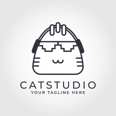 Fototapeta premium cat studio illustration logo vector design