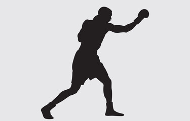 Black silhouette of a boxer on a white background