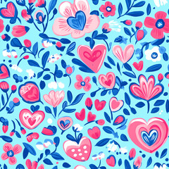 Seamless Valentine’s Pattern: Hearts and Romantic Anime Manga Design