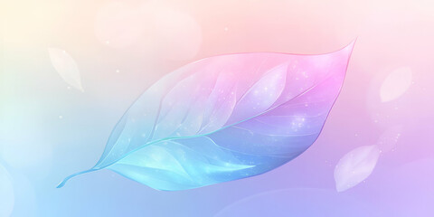 A soft, pastel-colored leaf with a dreamy, ethereal quality against a gentle background.