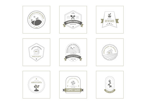 Minimal Agriculture And Farming Badge Set