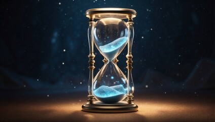 Suspended Hourglass with Glowing Crystal Frame