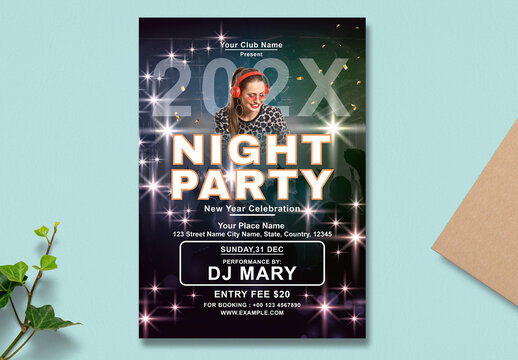 Night Party Flyer Template For New Year