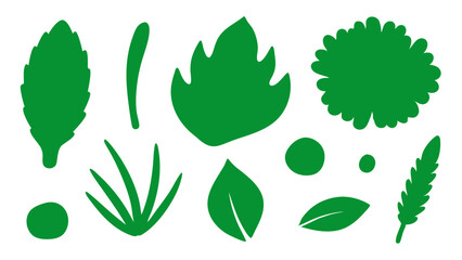 Green Stroke Leaf Shape Vector Illustration for Nature Design