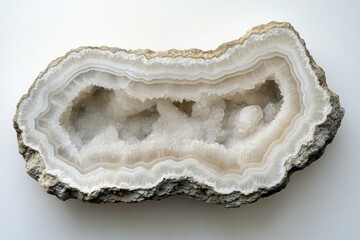 Crystal-Embedded Rock on White Background
