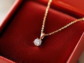 Fototapeta premium Elegant diamond pendant necklace jewelry box product photography luxury setting close-up timeless beauty
