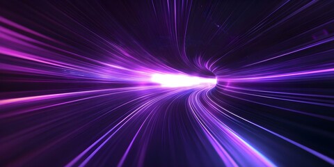Fototapeta premium A digital representation of light streaks in vibrant purple and blue, conveying the sensation of speed or movement through space. Concept Light Streaks Artwork, Vibrant Purple and Blue