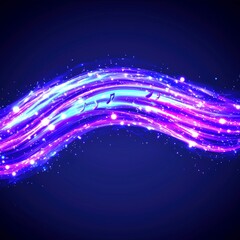 Abstract Music Background  Glowing Neon Waves  Rhythmic Notes  Shimmering Lights