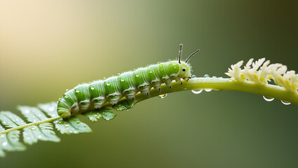 Fototapeta premium green caterpillar on a leaf