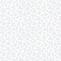Floral pattern. Daisy outline flowers on white background. Printing with small gray flowers. Ditsy print. Seamless vector texture. Spring bouquet. Stock vector pattern. Seamless pattern for design.