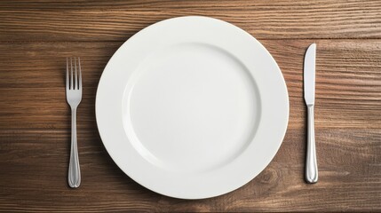 Simple White Plate Dining Setup with Cutlery