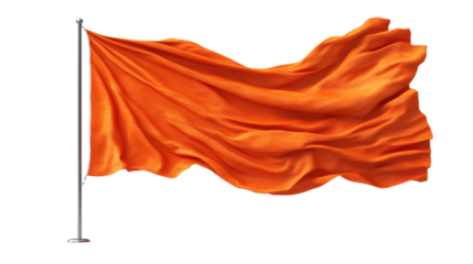 Orange waving flag isolated on white background