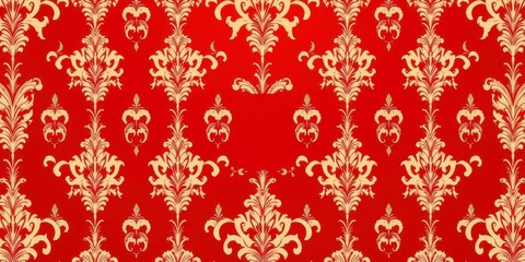 Red wallpaper with a sophisticated damask pattern in rich tones, perfect for adding a touch of elegance to any room, damask, classic, rich