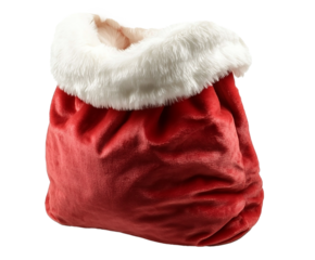 Santa Claus bag  of gifts isolated on a transparent background