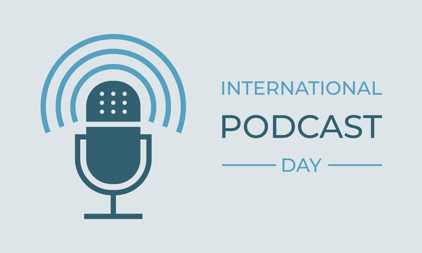 International podcast day banner with microphone. Template for banner, poster, flyer, promo. - Powered by Adobe