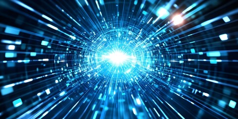 Fototapeta premium A dynamic visualization of light and energy radiating outward, creating a sense of movement through space and time. Concept Dynamic Light Visualization, Energy Flow, Movement Through Space