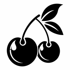 Cherry fruit icon design, Cherry silhouette vector illustration