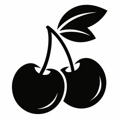 Cherry fruit icon design, Cherry silhouette vector illustration