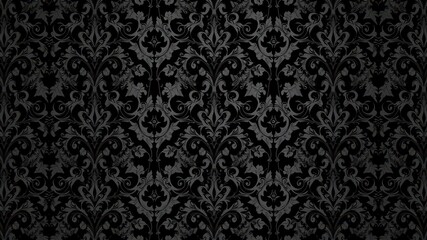 Seamless Gothic Damask Wallpaper design perfect for interior decor, wrapping paper, textiles, and more, black, vintage
